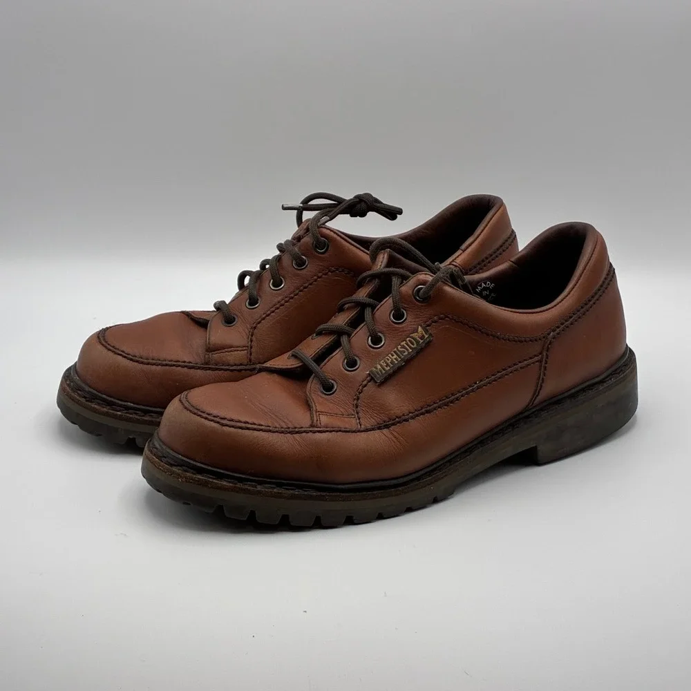 Mephisto Sherpa's Oxford Shoes Mens 9 Brown Leather Made in France Lug Sole